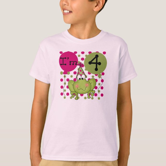 Rosa Frog 4e födelsedagen Tshirts och presenter (Framsida)