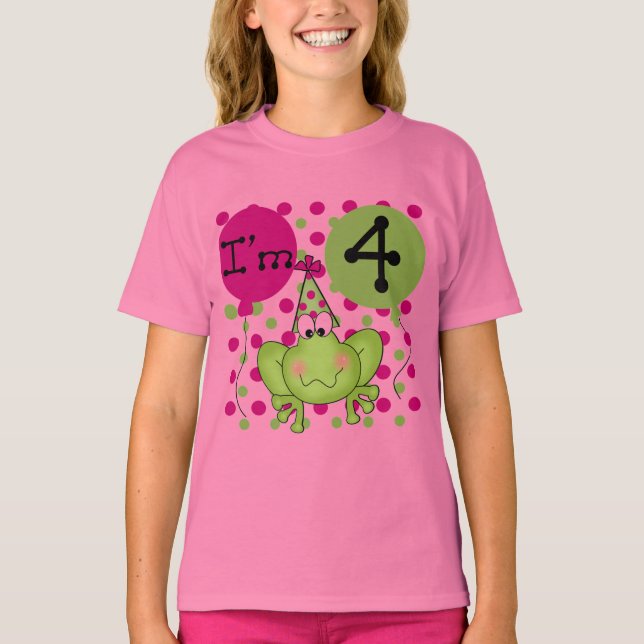 Rosa Frog 4e födelsedagen Tshirts och presenter (Framsida)