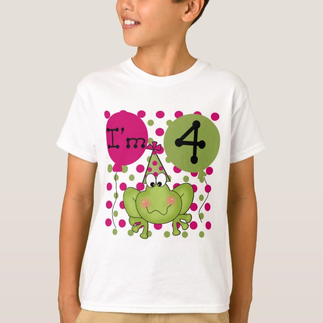 Rosa Frog 4e födelsedagen Tshirts och presenter (Framsida)