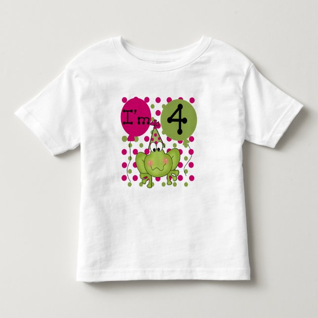 Rosa Frog 4e födelsedagen Tshirts och presenter (Framsida)