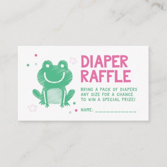 Rosa Frog Diaper Raffle Biljett Tilläggskort (Framsida)