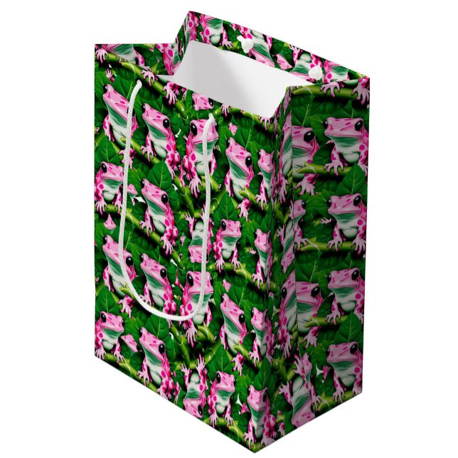 Rosa Frog på Grönt Löv Mönster design (Skapare uppladdad)
