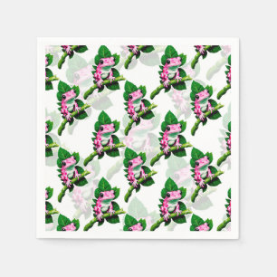 Rosa Frog på Grönt Löv Mönster design Pappersservett