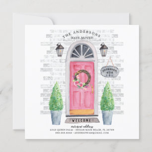 Rosa Front Door Flytta Notice Inbjudningar