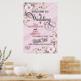 Rosa Frostad Hibiskus Bröllopsvälkomst Poster
