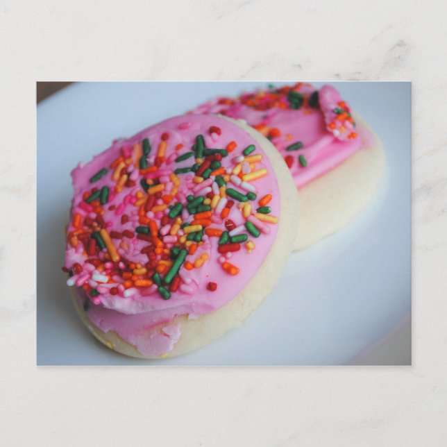 Rosa Frostat Cookies-vykort Vykort (Framsida)