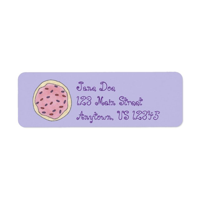 Rosa Frostat Socker Cookie w/Sprinkles Food Labels Returadress Etikett (Framsidan)