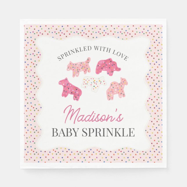 Rosa Frosted Animal Cookies Baby Sprinkle Pappersservett (Framsidan)