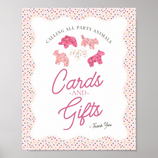 Rosa Frosted Animal Cookies Sprinkle Cards & Gifts Poster (Framsidan)