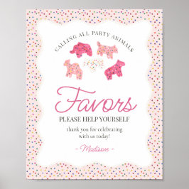 Rosa Frosted Animal Cookies Sprinkle-favoritskylt Poster