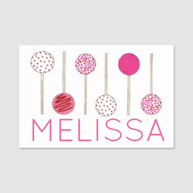 Rosa Frosted Cake Pops Bakery Pastry Chef Namnbricka (Framsida)