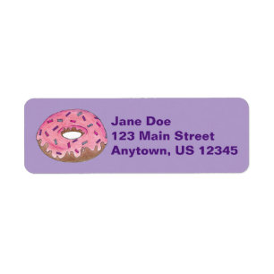 Rosa Frosted Donut Doughnut Sprinkles Breakfast Returadress Etikett