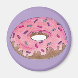 Rosa Frosted Donut Doughnut Sprinkles Junk Food Magnet