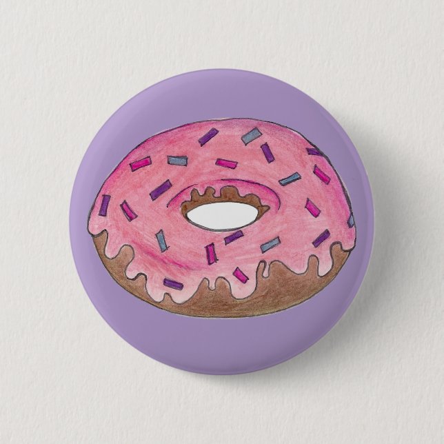 Rosa Frosted Donut Doughnut w/ Sprinkles Junk Food Knapp (Framsida)