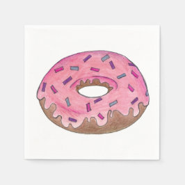 Rosa Frosted Donut Doughnut w/ Sprinkles Napkin Pappersservett