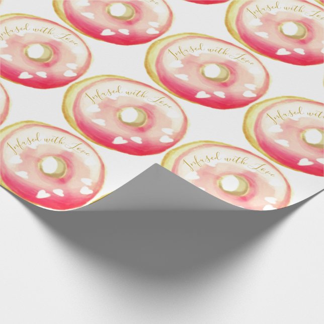 Rosa Frosted Donut ’Infused with Kärlek’ Template Presentpapper (Hörn)