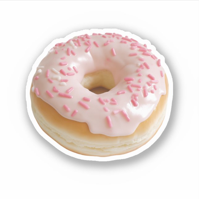 Rosa Frosted Donut med Sprinkles Klistermärken (Framsida)