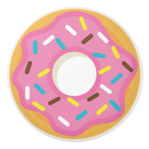 Rosa Frosted Donut med Sprinkles Knopp