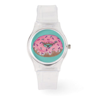 Rosa Frosted Donut Sprinkles Doughnut Junk Food Armbandsur