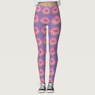 Rosa Frosted Sprinkles Donut Doughnut Junk Food Leggings