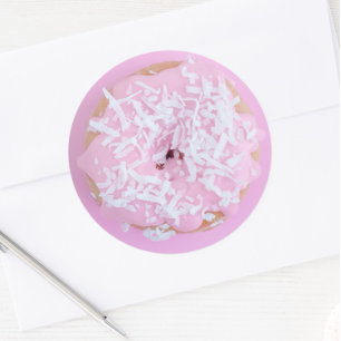 Rosa frostig munkvit sprinkle söt, söt runt klistermärke