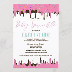 Rosa Frosting Baby Sprinkle Inbjudningar