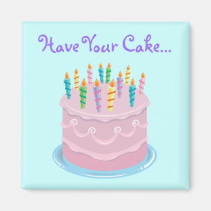 Rosa Frosting Bakery-stil Birthday Cake Magnet