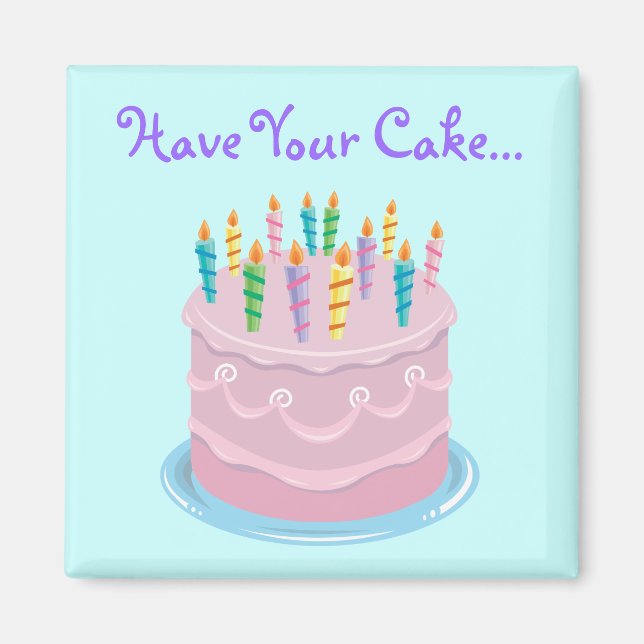 Rosa Frosting Bakery-stil Birthday Cake Magnet (Framsidan)