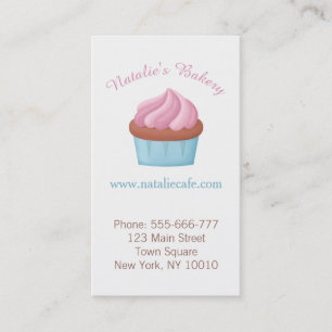 Rosa Frosting Cupcake Patisserie Akvarell Visitkort