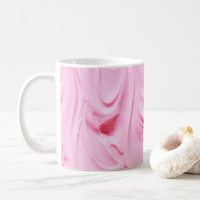 Rosa Frosting Swirl Kaffemugg (Med munk)