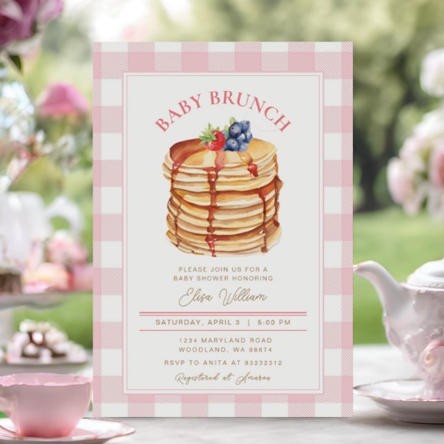 Rosa Fruit Pancake Baby Shower Brunch Inbjudningar (Skapare uppladdad)