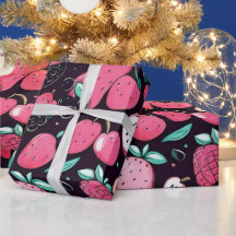 Rosa frukts, svart dekor