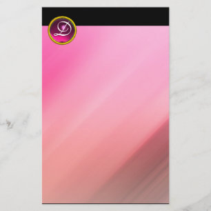 ROSA FUCHSIA AMETHYST GEM STONE MONOGRAM BREVPAPPER