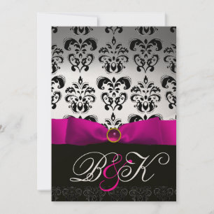 ROSA FUCHSIA BAND VIT SVART DAMASK MONOGRAM INBJUDNINGAR