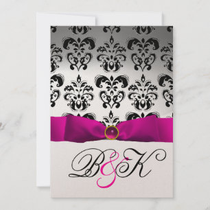 ROSA FUCHSIA BAND VIT SVART DAMASK MONOGRAM INBJUDNINGAR