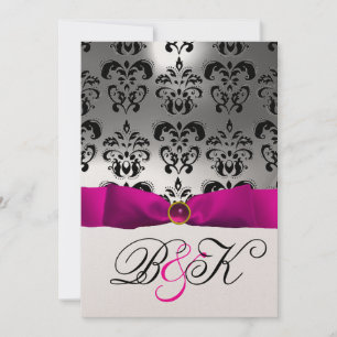 ROSA FUCHSIA BAND VIT SVART DAMASK MONOGRAM INBJUDNINGAR