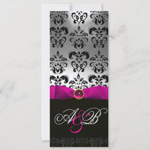 ROSA FUCHSIA BAND VIT SVART DAMAST MONOGRAM INBJUDNINGAR