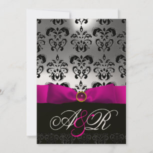 ROSA FUCHSIA BAND VIT SVART DAMASTSK MONOGRAM INBJUDNINGAR