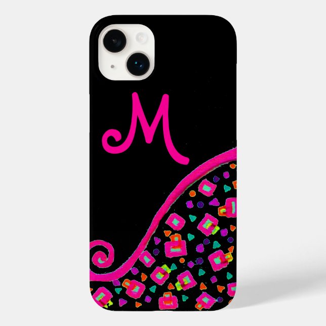 ROSA FUCHSIA BLACK ABSTRAKT DECO MONOGRAM (Baksida)