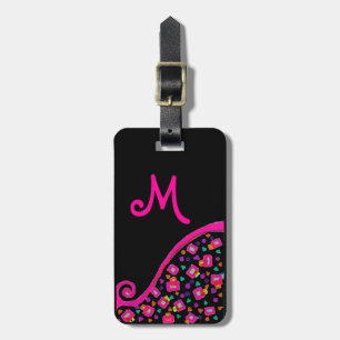 ROSA FUCHSIA BLACK ABSTRAKT DECO MONOGRAM BAGAGEBRICKA