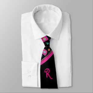 ROSA FUCHSIA BLACK ABSTRAKT DECO MONOGRAM SLIPS