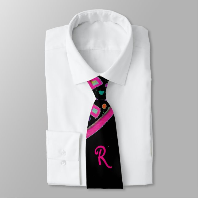 ROSA FUCHSIA BLACK ABSTRAKT DECO MONOGRAM SLIPS (Bunden)