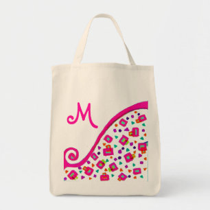 ROSA FUCHSIA BLACK ABSTRAKT DECO MONOGRAM TYGKASSE