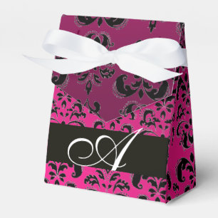 ROSA, FUCHSIA BLACK,LILA DAMASK WEDDING MONOGRAM PRESENTASKAR