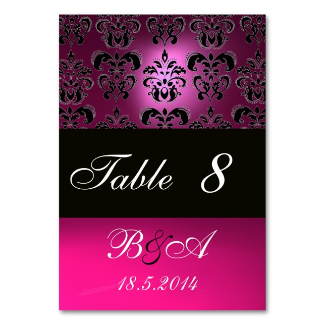 ROSA,FUCHSIA BLACK,VITE LILA DAMASK MONOGRAM BORDSNUMMER (Baksidan)