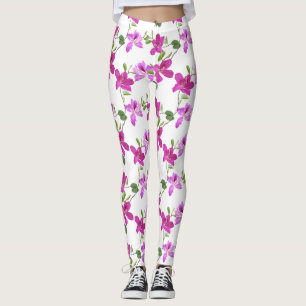 Rosa/Fuchsia Blommigt Kvinnor i kvinnlig könsstymp Leggings