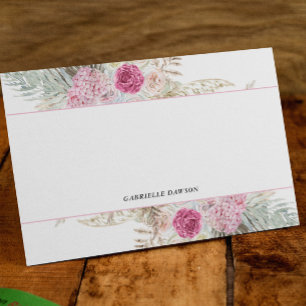 Rosa Fuchsia Blommigt Personlig Note Cards Anteckningskort