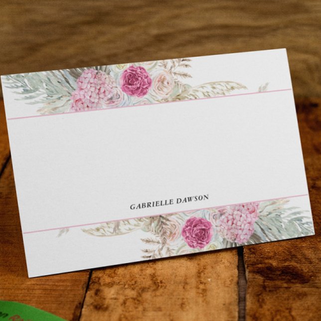 Rosa Fuchsia Blommigt Personlig Note Cards Anteckningskort (Skapare uppladdad)