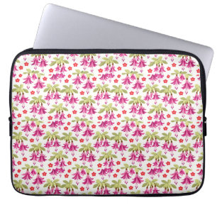 Rosa fuchsia blommönster – Retro botanik Laptop Fodral
