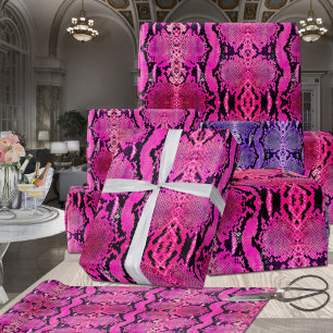 Rosa Fuchsia Boa Constritor Snakeskin Presentpapper